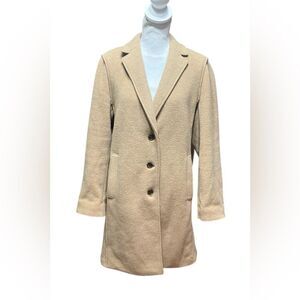J .Crew Italian Boiled Wool Camel Topcoat Women’s Size 14 Beige Coat